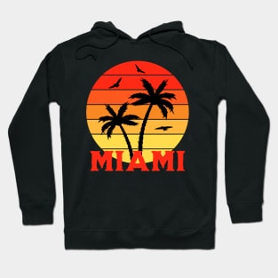 Vintage Colorful  Miami sunset palm trees Hoodie